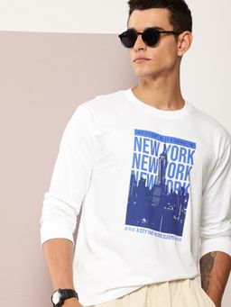 DILLINGER - Mens Long Sleeve Oversized Graphic Cotton T-shirt - White