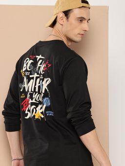 Difference of Opinion - Mens Long Sleeve Oversized Printed T-shirt - Black