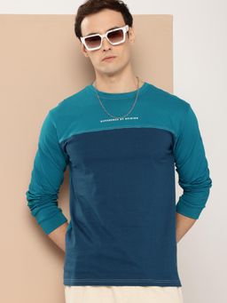Difference of Opinion - Mens Long Sleeve Cut and Sew Colorblock T-shirt - Blue