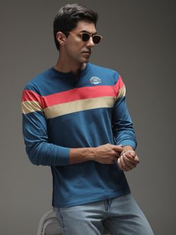 Difference of Opinion - Mens Regular Fit Short Sleeve Colorblock Henley T-shirt - Blue