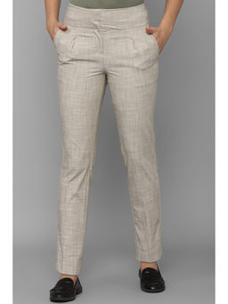 Allen Solly - Women Beige Regular Fit Stripes Casual Trousers