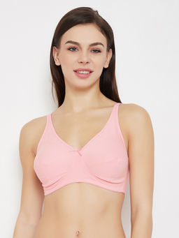 Clovia - Cotton Spandex Solid Non-Padded Full Cup Wire Free Everyday Bra - Light Pink