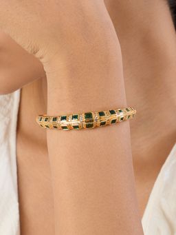 Isharya - Tales In Gold Green Bangle Bracelet