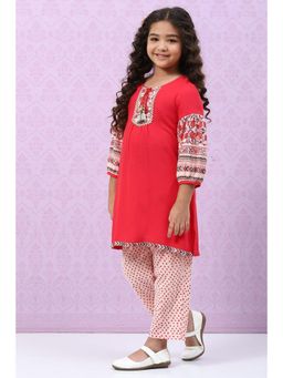 Biba - Red Printed Kurta (Set of 2)