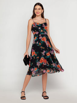 Zink London - Womens Multi-Color Floral Midi Dress