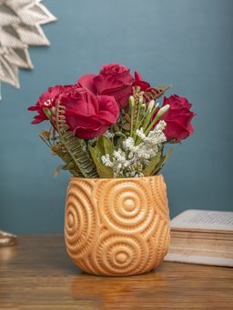 Voncasa - Flower with Pot Orange Polyester