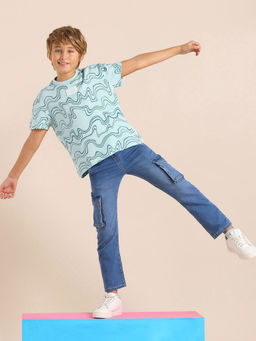 U.S. POLO ASSN. - Kids Boys Abstract Printed Regular Fit T-Shirt