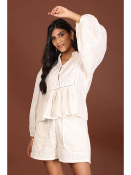 Jiraazi - White Sandy Schiffli Top