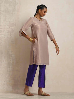 trueBrowns - Lilac Tissue Kurta Set (Set of 2)