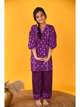 KALP - Purple Bandhini Palazzo (Set of 2)