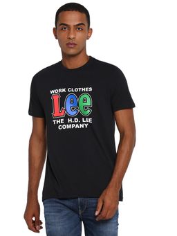 Lee - Men Black Graphic Print Slim Fit T-shirt