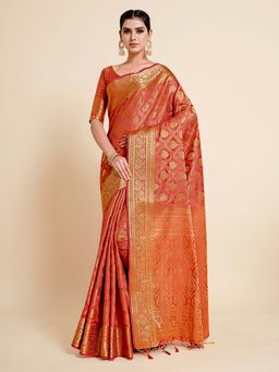 Mimosa - Women'S Kanjivaram Art Silk Saree With Unstiched Blouse