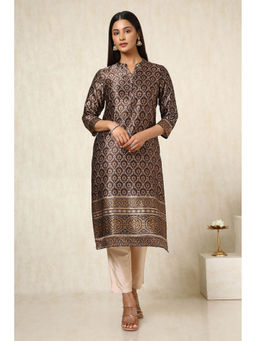 Soch - Womens Brown Mashru Ethnic Motifs Kurta