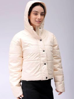 Freehand - Yellow Relaxed Fit Solid Hooded Full Sleeves Quilted Jacket