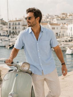 CLUBHAVANA - Azure Bay Short Sleeves Linen Casual Shirt