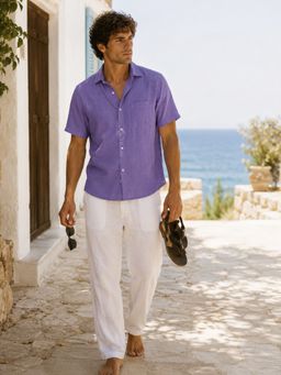 CLUBHAVANA - Lavender Coast Short Sleeves Linen Casual Shirt