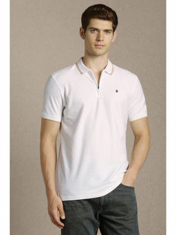Louis Philippe - Men White Solid Polo T-Shirt