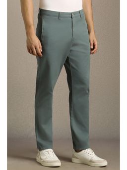 Louis Philippe - Men Grey Regular Fit Solid Flat Front Casual Trouser