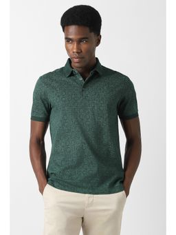 Van Heusen - Men Green Floral Print Polo T-Shirt