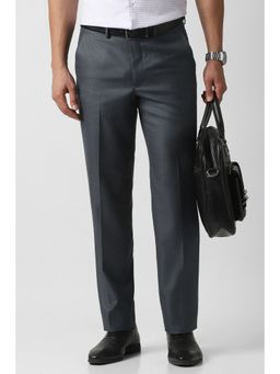 Van Heusen - Men Grey Solid Custom Fit Trouser