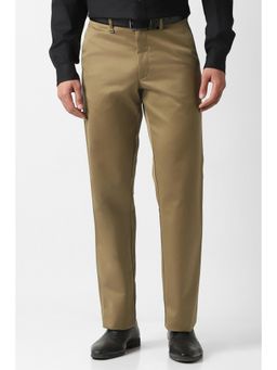Van Heusen - Men Khaki Solid Custom Fit Trouser