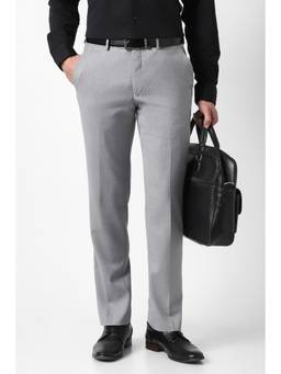 Van Heusen - Men Grey Solid Slim Fit Trouser