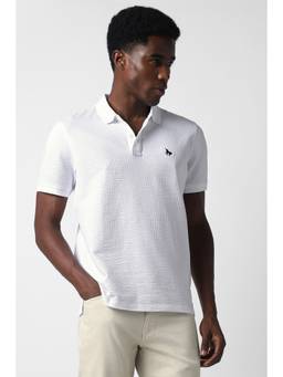 Van Heusen - Men White Textured Polo T-Shirt