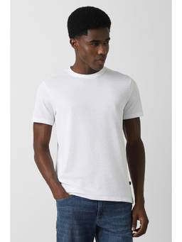 Van Heusen - Men White Textured Crew Neck T-Shirt