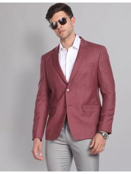 AD By Arvind - Men Light Red Heathered Tailored Fit Formal Blazer