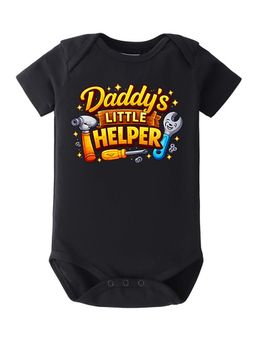 BLUSHES - 100% Cotton Knit Half Sleeve Daddy's Little Helper Printed Onesies - Black