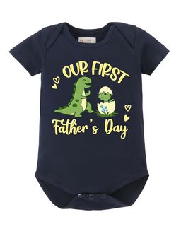BLUSHES - Half Sleeve Our First Father's Day Printed Onesies - Navy Blue
