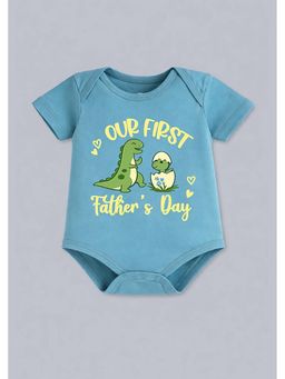 BLUSHES - Half Sleeve Our First Father's Day Printed Onesies - Blue