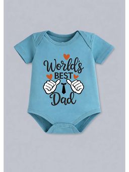 BLUSHES - 100% Cotton Knit Half Sleeve World Best Dad Printed Onesies - Blue