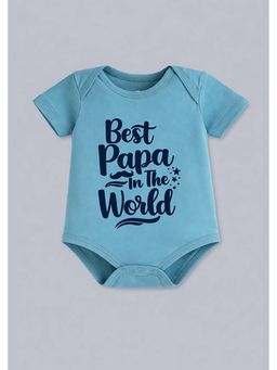 BLUSHES - 100% Cotton Knit Half Sleeve Best Papa Ever Printed Onesies - Blue