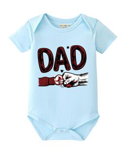 BLUSHES - 100% Cotton Knit Half Sleeve Dad Printed Onesies - Aqua Blue