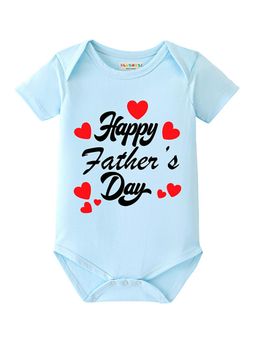 BLUSHES - 100% Cotton Knit Half Sleeve Happy Father's day Printed Onesies - Aqua Blue