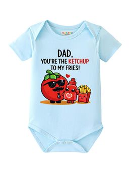 BLUSHES - Half Sleeve Dad You're The Ketchup Printed Onesies - Aqua Blue