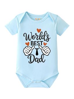 BLUSHES - 100% Cotton Knit Half Sleeve World Best Dad Printed Onesies - Aqua Blue