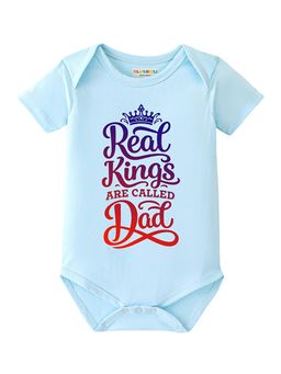 BLUSHES - Half Sleeve Real King Are Called Dad Printed Onesies - Aqua Blue