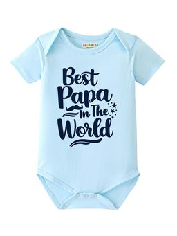 BLUSHES - 100% Cotton Knit Half Sleeve Best Papa Ever Printed Onesies - Aqua Blue
