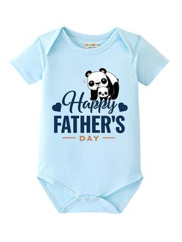 BLUSHES - 100% Cotton Knit Half Sleeve Happy Father's day Printed Onesies - Aqua Blue