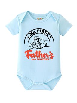 BLUSHES - Half Sleeve My First Father's Day Together Printed Onesies - Aqua Blue