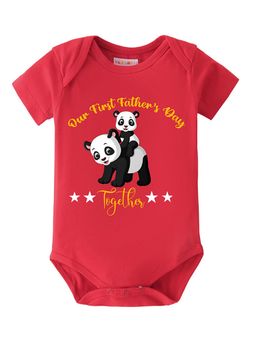 BLUSHES - Half Sleeve Our First Father's Day Together Printed Onesies - Red