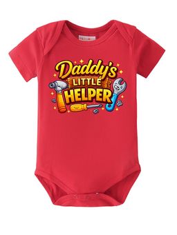 BLUSHES - 100% Cotton Knit Half Sleeve Daddy's Little Helper Printed Onesies - Red