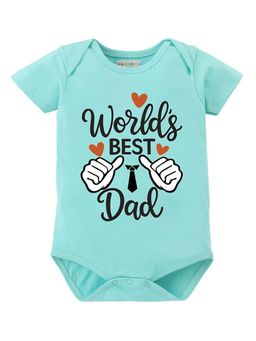 BLUSHES - 100% Cotton Knit Half Sleeve World Best Dad Printed Onesies - Sea Green