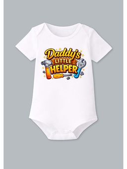 BLUSHES - 100% Cotton Knit Half Sleeve Daddy's Little Helper Printed Onesies - White