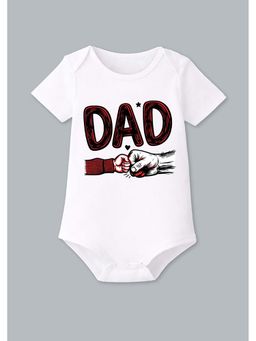 BLUSHES - 100% Cotton Knit Half Sleeve Dad Printed Onesies - White