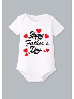 BLUSHES - 100% Cotton Knit Half Sleeve Happy Father's day Printed Onesies - White