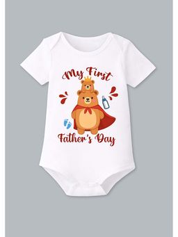 BLUSHES - 100% Cotton Knit Half Sleeve My First Father's Day Printed Onesies - White