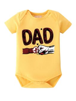 BLUSHES - 100% Cotton Knit Half Sleeve Dad Printed Onesies - Yellow